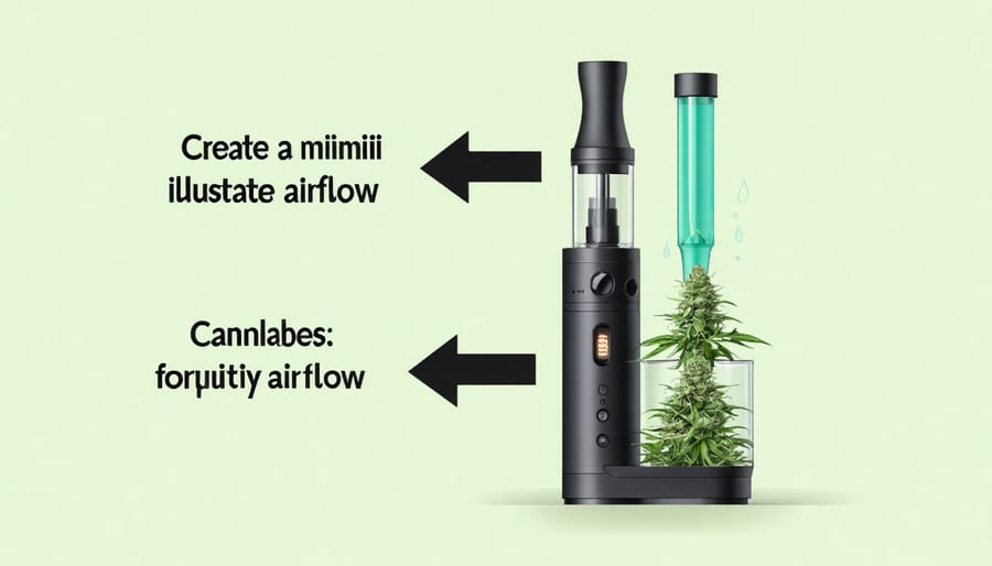 Illustration of how a cannabis vaporizer works, highlighting airflow and heating mechanism.